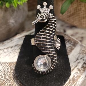 Silver Seahorse Ring
